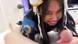 Chun Li Cosplay Gets Creampied by Gina Valentina in Blue Dress