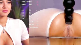 Brunette in White Cap Gets Intense POV Machine Sex