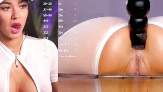 Brunette in White Cap Gets Intense POV Machine Sex