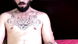 Bearded Gabe Tonic's Thick Cock Gets Harder as He Jerks It