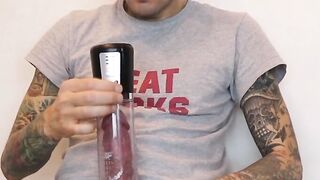Christoph Clark's Tattooed Stud Cocks Cumshot on Camera
