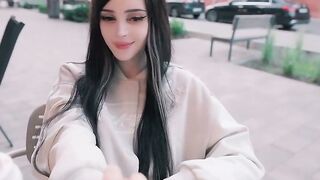 Massive Dick Public Masturbation in a Crowded Cafe