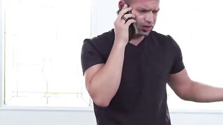 Black Husband Gets Hot Wife Off On Phone Call In Kitchen