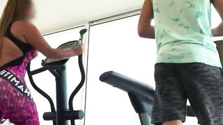 Blonde MILF in Pink Workout Gear Gets Hard Fuck at Gym After Elliptical Session
