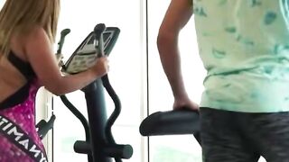 Blonde MILF in Pink Workout Gear Gets Hard Fuck at Gym After Elliptical Session