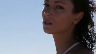 Belgian Brunette Miluniel Louis Strips Naked on Beach Lifeguard Tower
