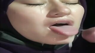 Turkish Hijab Girl Deepthroat Creampie Closeup