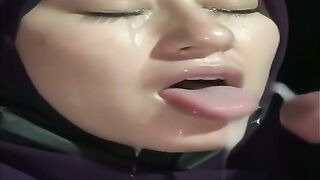 Turkish Hijab Girl Deepthroat Creampie Closeup