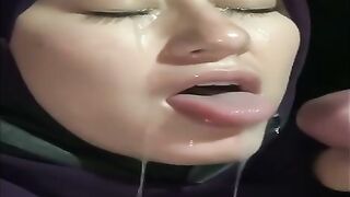 Turkish Hijab Girl Deepthroat Creampie Closeup
