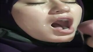 Turkish Hijab Girl Deepthroat Creampie Closeup