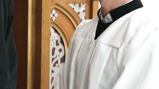 Horny Priest in Robes Fucks barely legal Altar Boy on Church Altar