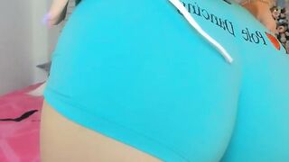 Sexy huge booty latina attempting on haul yoga taut shorts, which one do you like