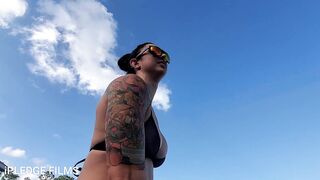 Fit Wifey into Bikini Blows Husbands Penis outdoor by the