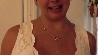 Thick Blonde Step Mom Brianna Beac Teases in White Lace Top