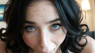 Curly hair busty beauty surrenders her curves for a long erotic session