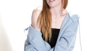 Casual redhead Madi Collins masturbated after interview for the Playboy