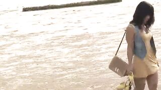 Petite Thai Teen Nuch Sucks Big Dick Foreigner on Beach and in Pool