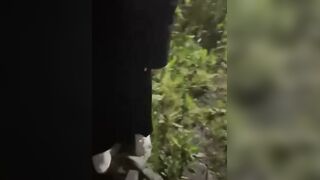Russian slut get cum in mouth after hard outdoor pounding