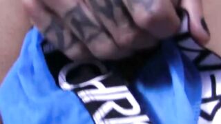 Tatted Blonde Twink Luke Warm Fingers Hole and Rubs Cock Solo