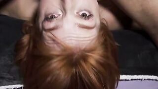 Redhead Goddess Petra Davis Sucks Cock in Black Outfit