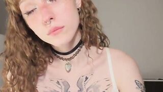 Tattooed Alt Girl in Lingerie Teases with Vibrator on Webcam