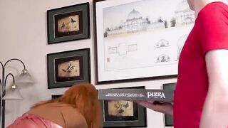 Redhead MILF Melanie Taylor Takes Pizza Guy Sam Bourne's Cock