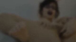 Brazilian Brunette Nerd Anal Solo with Glass Dildo