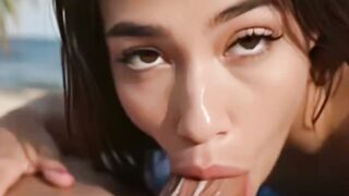 Thick Latina Babe Sucks Huge Cock on the Beach