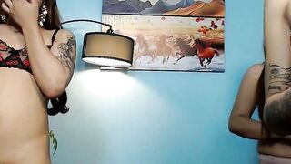 Asian Shemale Group Strips in Lingerie for Hot Webcam Tease Part 6