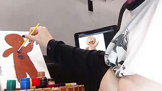 Latina Solo: Body Painting & Big Tits Licking