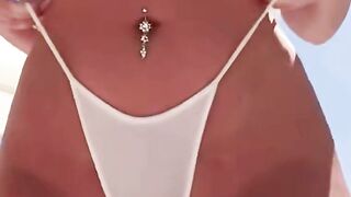 Blonde in White Bikini Sucks Cock Poolside Then Deep Anal Sex