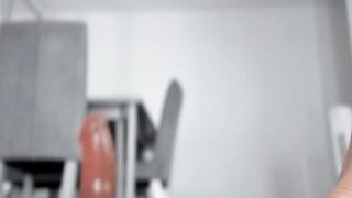 Cute Brunette Shemale Solo Dildo Tease in Bathroom Part 2