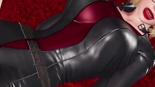 Natasha Romanoff in Tight Black Catsuit Gets Deepthroat Blowjob on Red Carpet