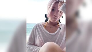 Asian Siren Cosplay: Shoreline Sand Waves Pleasure