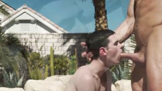 Petite Twink Gets Bred Deep by Hot Landlord Poolside
