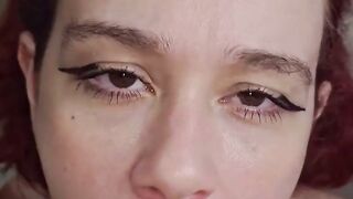 Redhead gives blowage until she guzzles cum