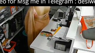 Indian Desi Girl in Saree Bends Over Desk for Secret Office Video