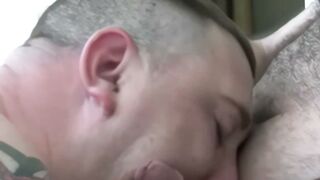 Don James drags DJ Stone up from the beach for a smoke and a massive cumshot