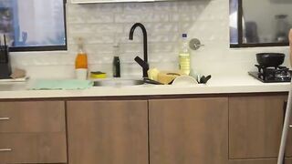 Tattooed Latina Bimbo Gets Railed Standing in Kitchen
