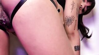 Brazilian Bitch Anal Creampie with Spider Tattoo and Hairy Pussy