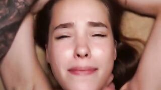 Hardcore inexperienced redhead honey shoking on giant dick, cumshot and facial