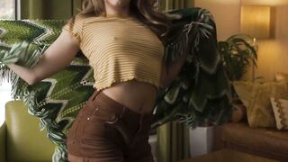 Petite Blonde Katie Kush Sensual Striptease and Posing