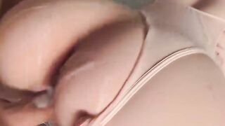 Russian Doll Sucks Big Cock in Tight Beige Bodysuit POV