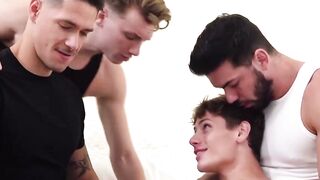 Cyrus Stark takes load after load in a wild interracial gangbang with fifteen guys