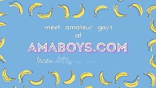 Amateur Gay Boy Tastes the Banana in the Shower DESCRIPTION: A shirtless amateur guy stands in a tiled shower, pullin...