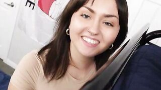 Busty Stepsis Sucks Cock in Top Bunk Bedroom