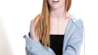 Petite Redhead Madi Collins Strips and Masturbates with Vibrator