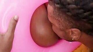 Big Ass Latina Diabella Eclair Sucks Cock in Pink Bikini