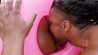 Big Ass Latina Diabella Eclair Sucks Cock in Pink Bikini