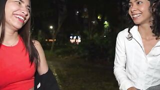 POV Latina Threesome In The Park With Anal And Creampie